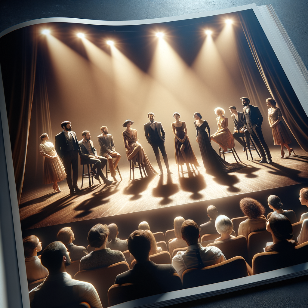 Actores interpretando una escena dramática en el escenario