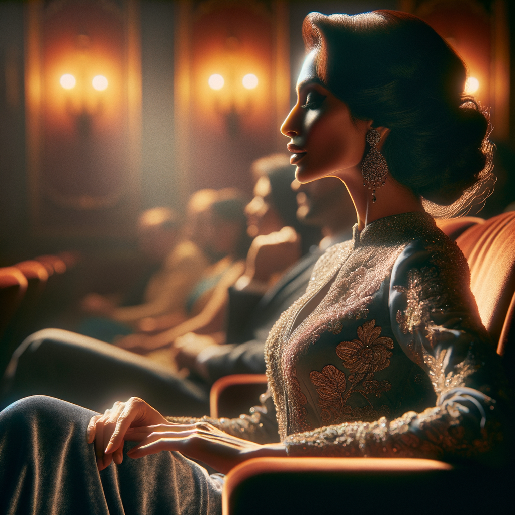 Mujer elegante disfrutando de una función de teatro